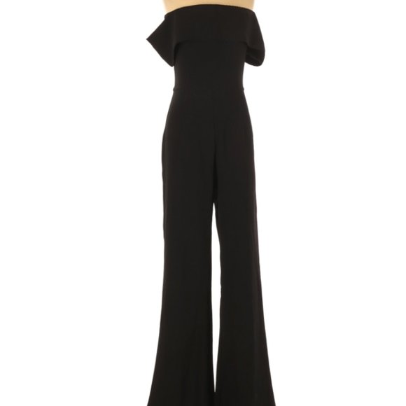 By the Way.  Strapless Ruffled Jumpsuit Black - Picture 2 of 5
